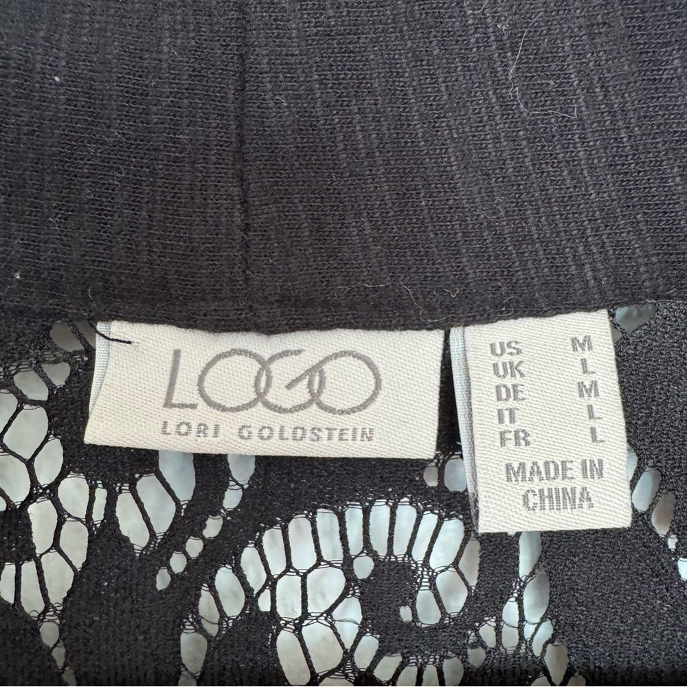 LOGO by Lori Goldstein Lace Open Front Slub Cardigan Sweater Sz M - Picture 9 of 13